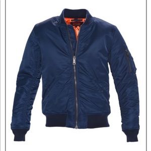 Navy Schott Flight Jacket with Orange Lining